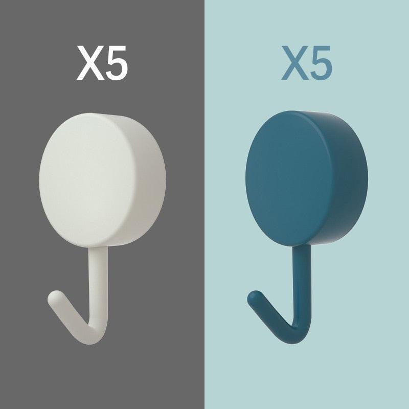 10PCS Self Adhesive Wall Hook Strong Without Drilling Coat Bag Bathroom Door Kitchen Towel Hanger Hooks Home Storage Accessories Decorative Hooks Entrance Organizers with Self-Adhesive Hooks for Hanging Keys Towels