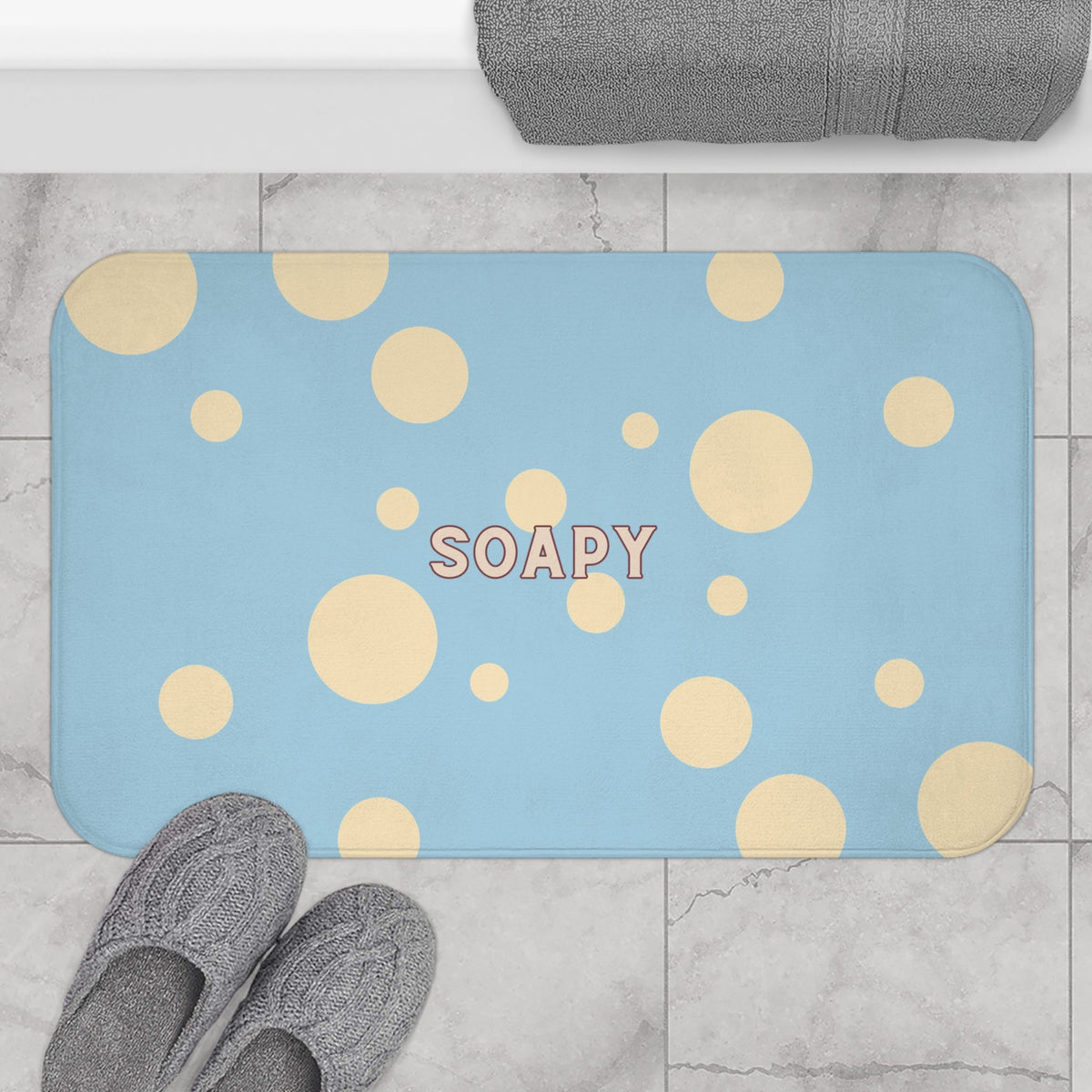 Soapy Blue Bubble Bath Mat — Plush Kids Bathroom Rug