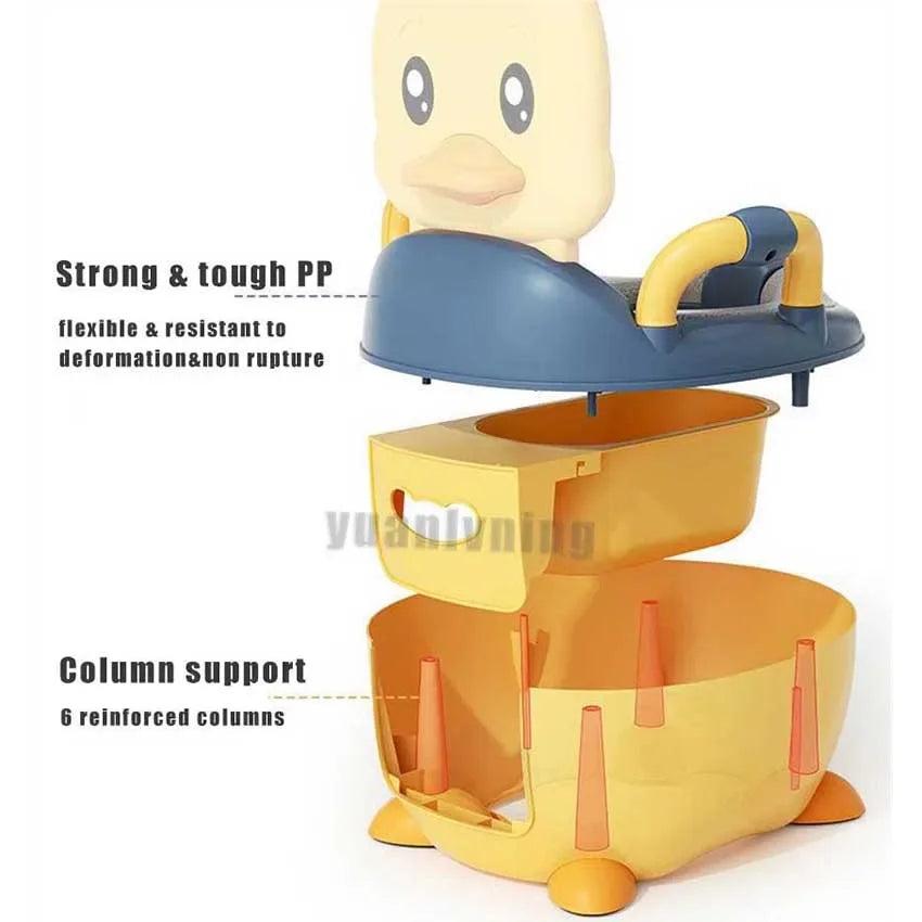 Children's Pot 1-6 Years Old Upgraded Cute Duck Baby Toilet Seat Baby Potty Portable Stool Boys & Girls Safe Trainer Seat WC