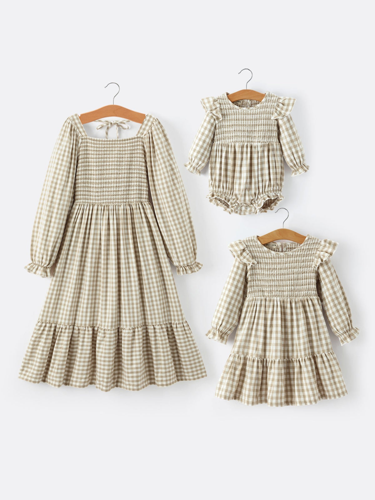 Mommy & Me Fall Plaid Dresses & Baby Bubble