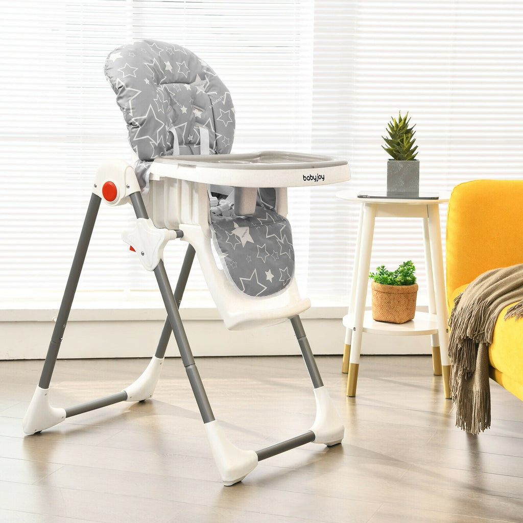 Folding Baby High Dining Chair with 6-Level Height Adjustment