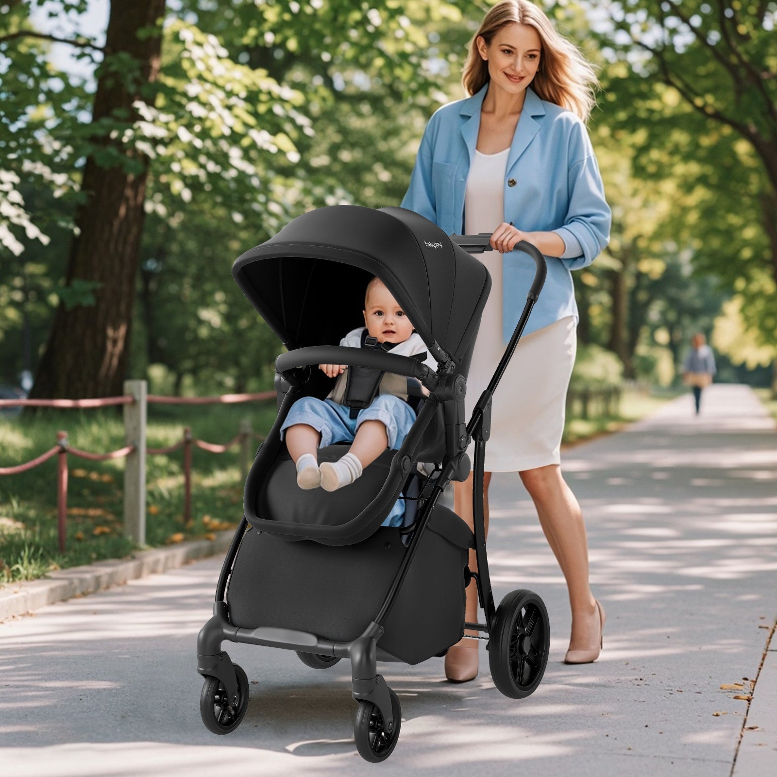 2-in-1 Baby Stroller with Bassinet Mode and Reversible Seat