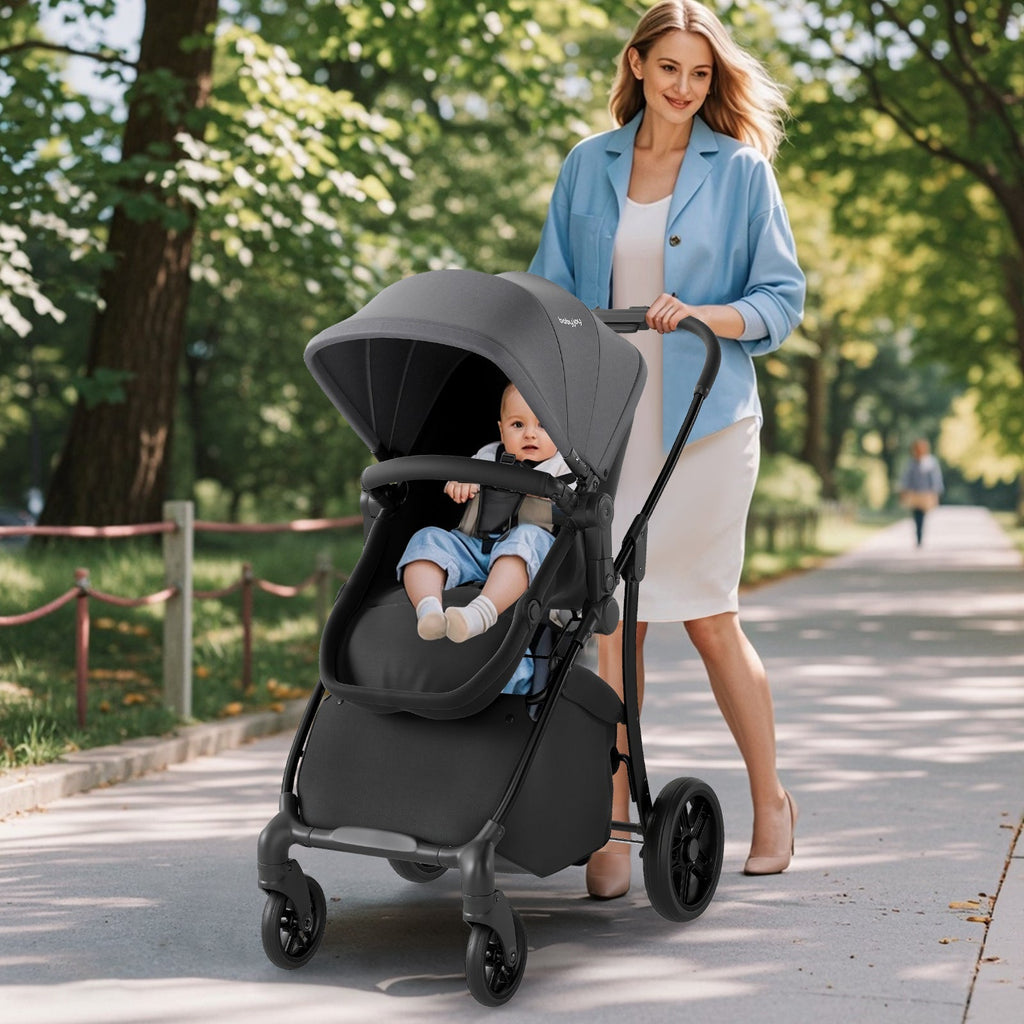 2-in-1 Baby Stroller with Bassinet Mode and Reversible Seat