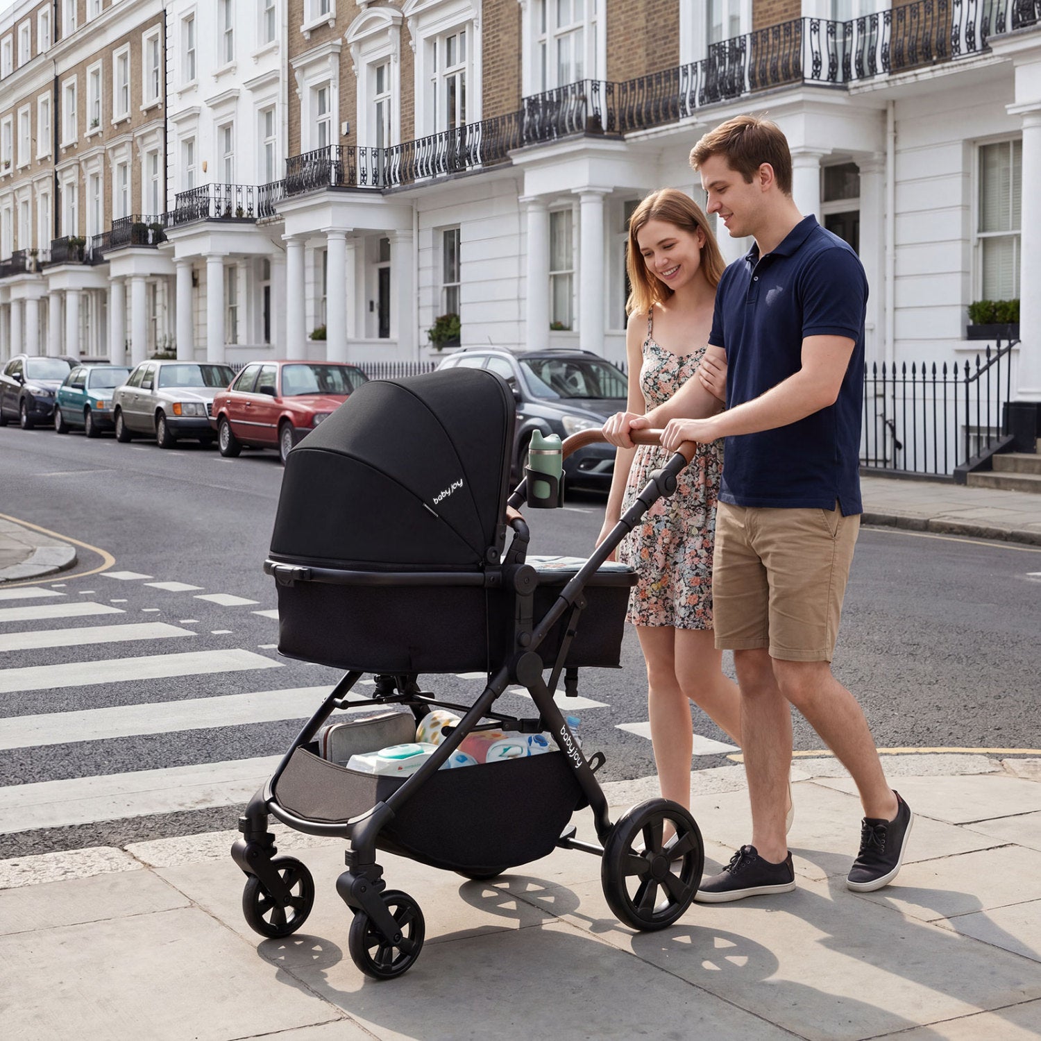 2-in-1 Convertible Baby Stroller with Car Seat Adapters