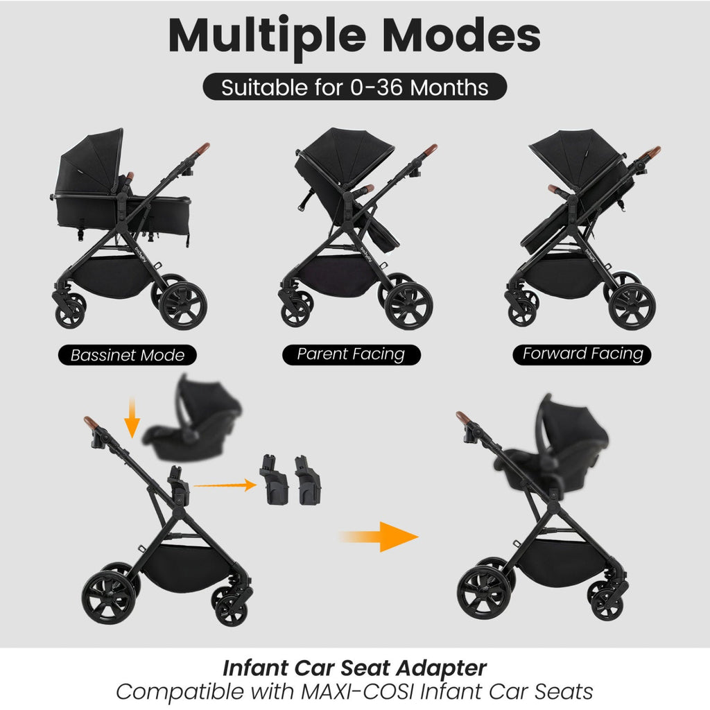 2-in-1 Convertible Baby Stroller with Car Seat Adapters