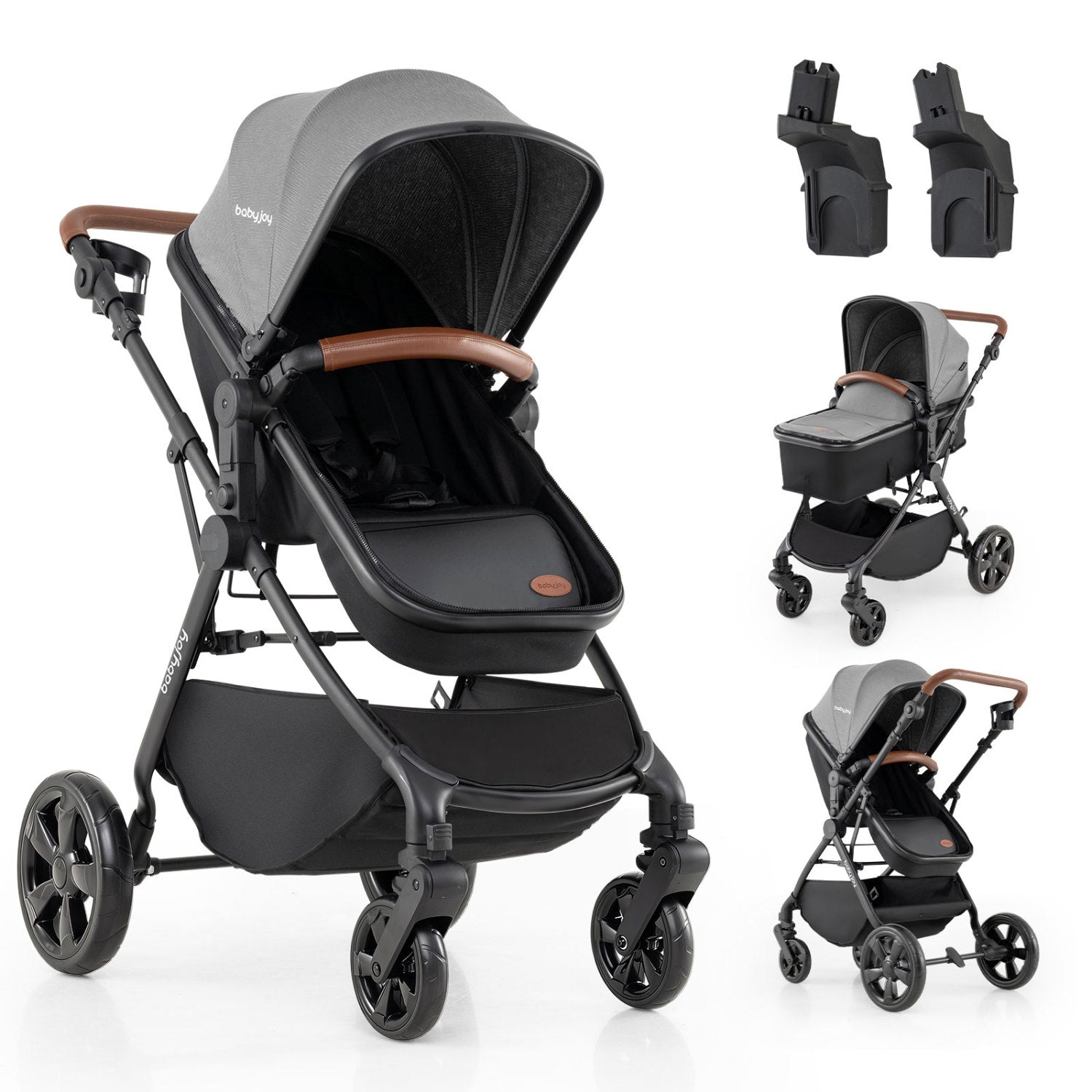 2-in-1 Convertible Baby Stroller with Car Seat Adapters