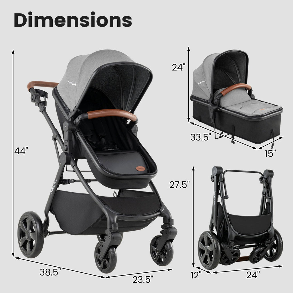 2-in-1 Convertible Baby Stroller with Car Seat Adapters