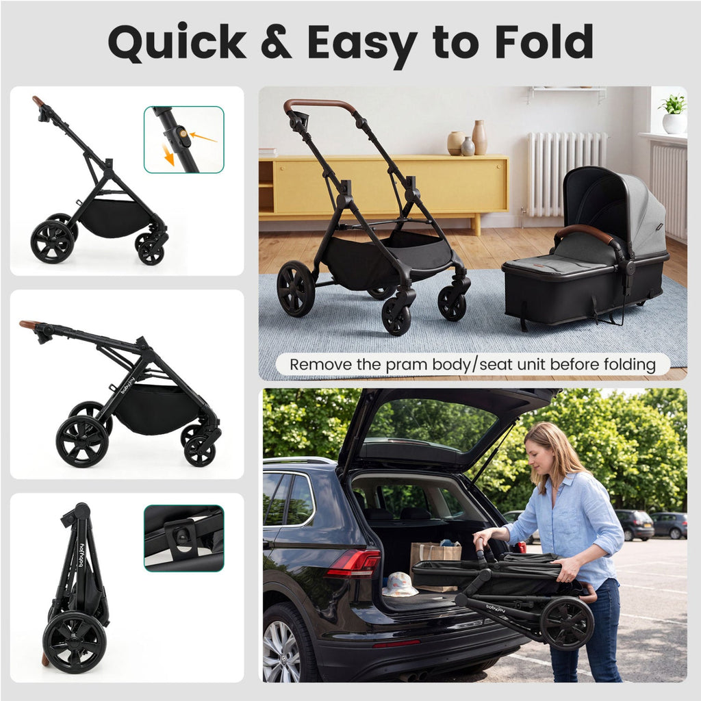 2-in-1 Convertible Baby Stroller with Car Seat Adapters