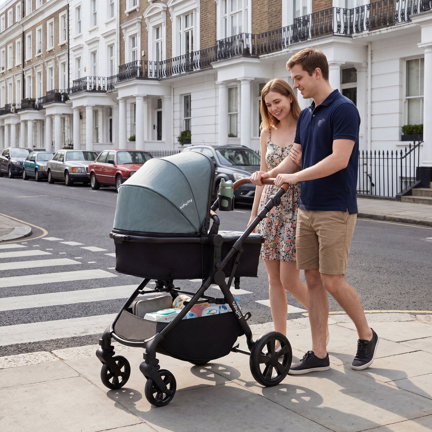 2-in-1 Convertible Baby Stroller with Car Seat Adapters