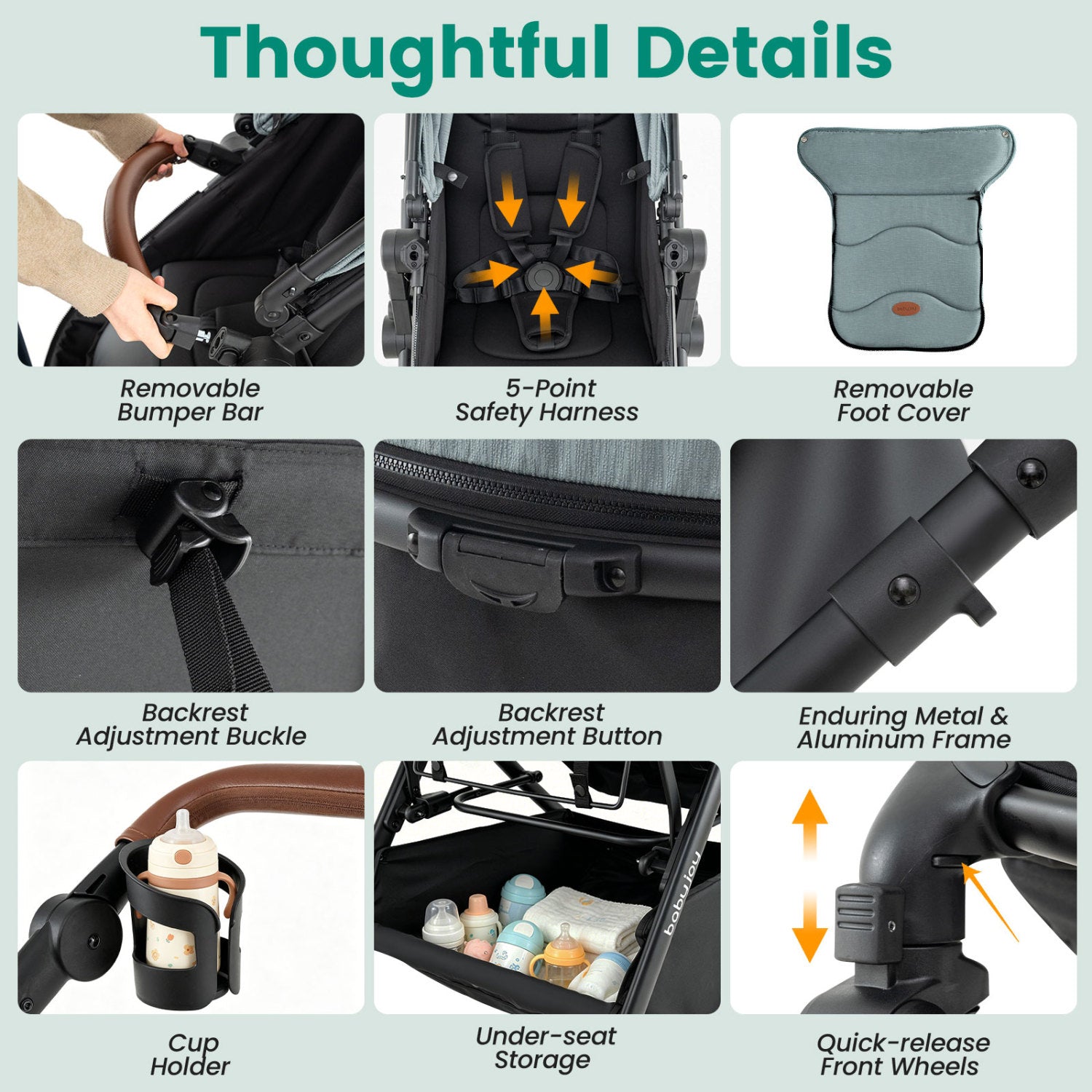 2-in-1 Convertible Baby Stroller with Car Seat Adapters