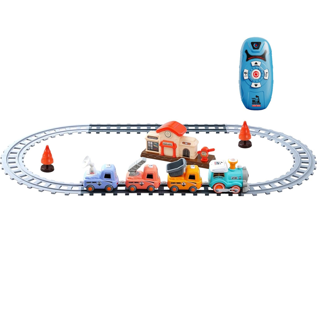 Electric Train Set with Smokes Light Sound Remote Magnetic Train Toys with Locomotive 3 Trucks Gifts for Kids Aged 3 4 5 6 Year Old