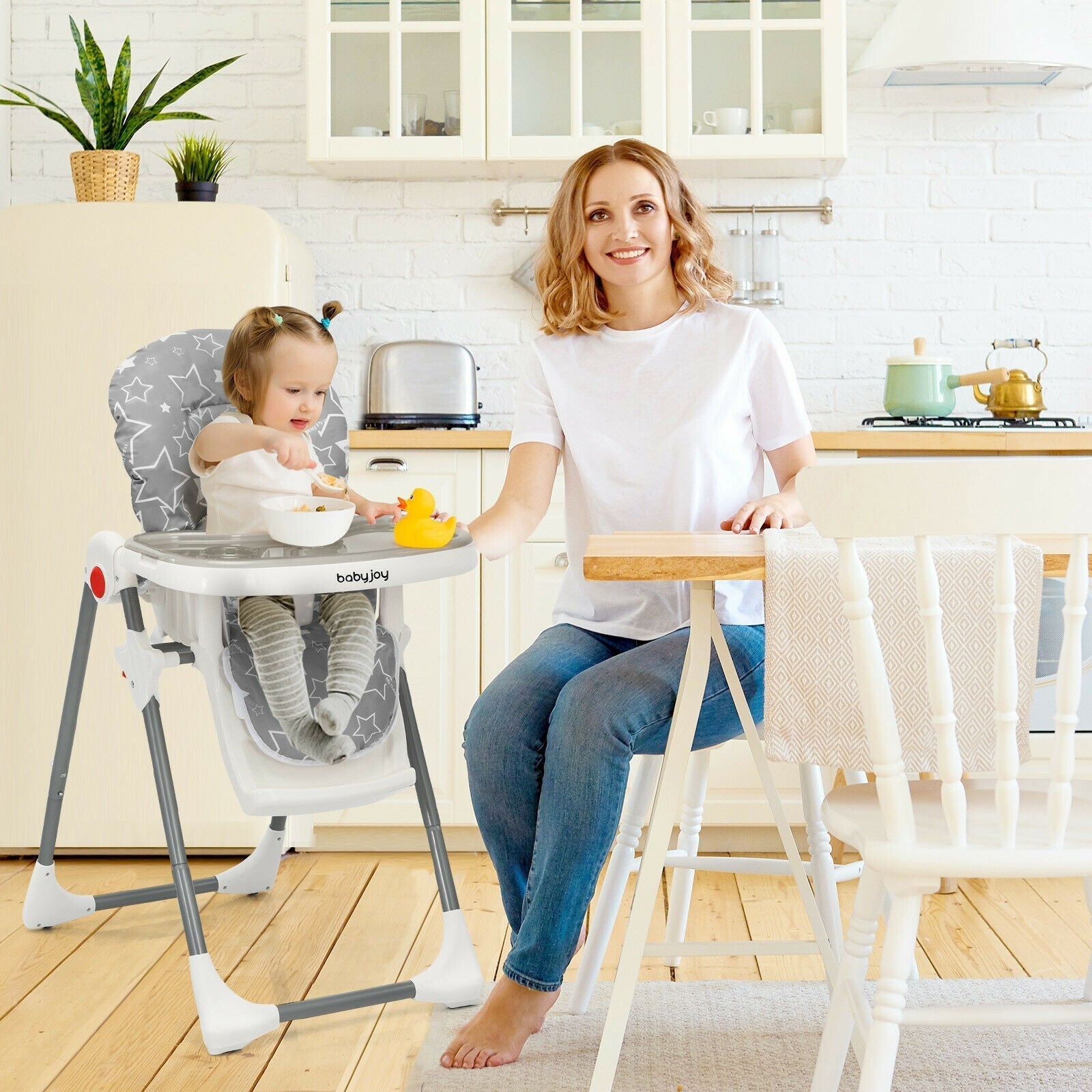 Folding Baby High Dining Chair with 6-Level Height Adjustment