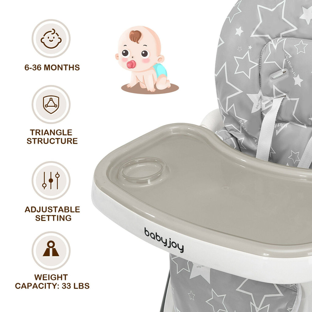 Folding Baby High Dining Chair with 6-Level Height Adjustment