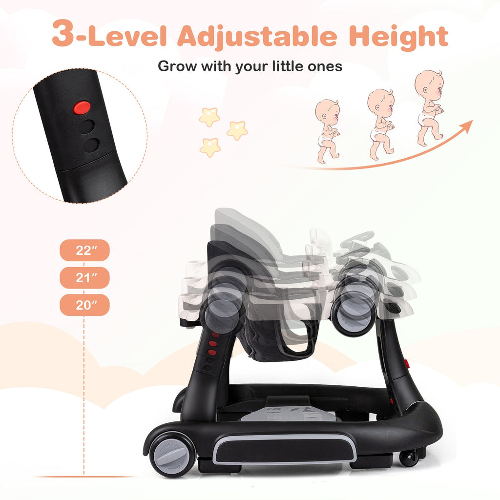 6-in-1 Baby Walker with Canopy Portable Activity Center Bouncer Rocker Combo with Music
