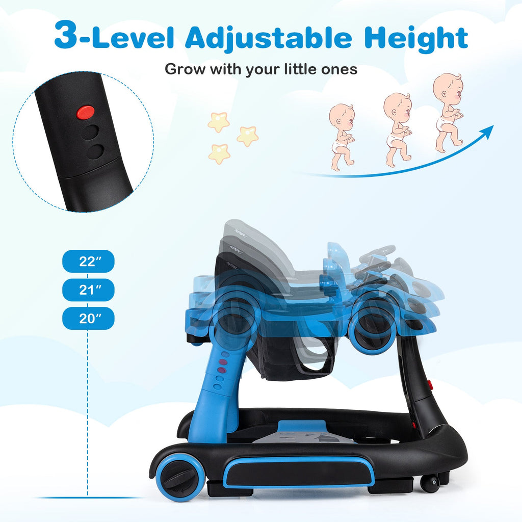 6-in-1 Baby Walker with Canopy Portable Activity Center Bouncer Rocker Combo with Music