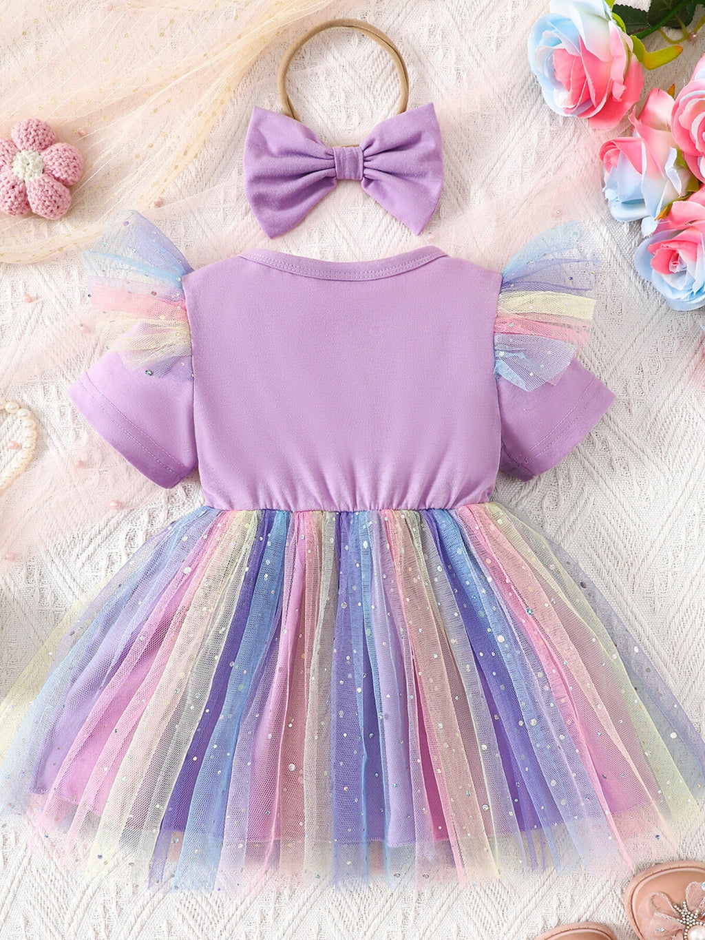 Children's Bowknot Tulle Dress with Headband