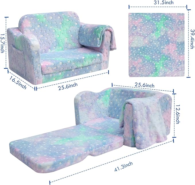 Children's Fold Out Sofa with Blanket