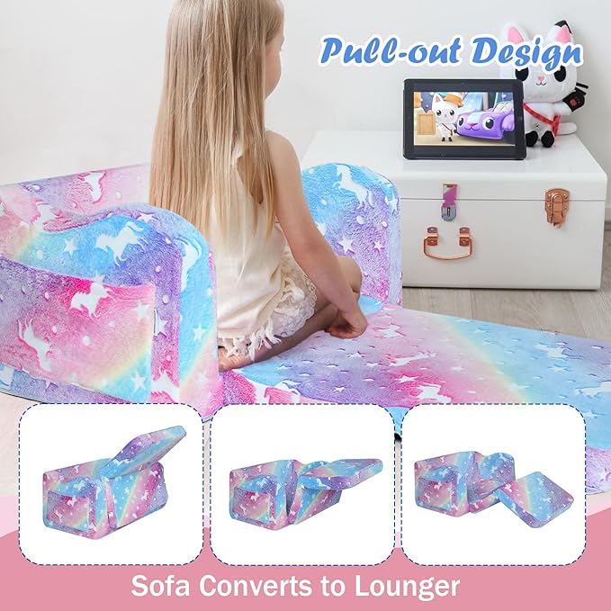 Children's Fold Out Sofa with Blanket