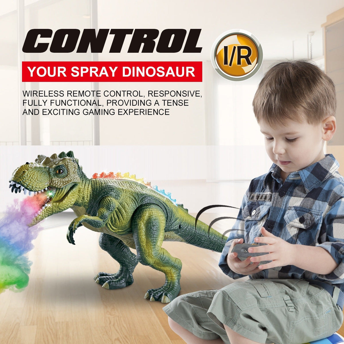 Electric Remote-control Dinosaur Toy An Educational Toy With A Mist-spraying Function