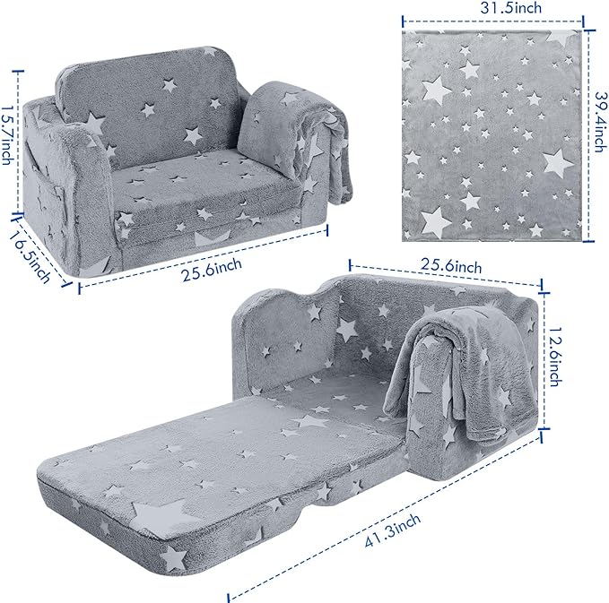 Children's Fold Out Sofa with Blanket