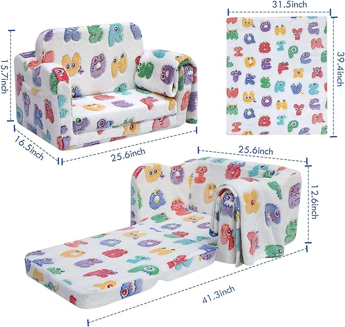 Children's Fold Out Sofa with Blanket