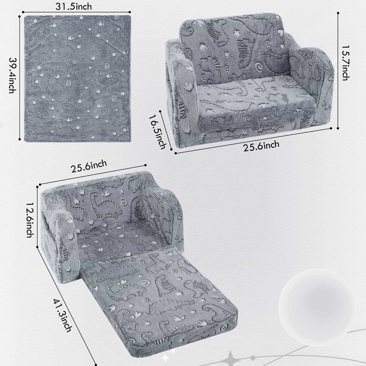 Children's Fold Out Sofa with Blanket
