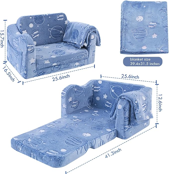 Children's Fold Out Sofa with Blanket