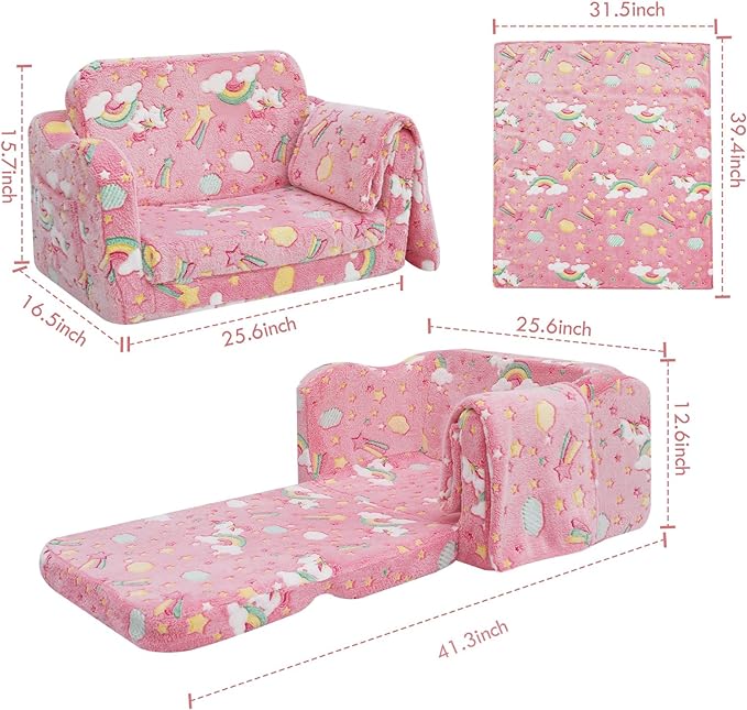 Children's Fold Out Sofa with Blanket