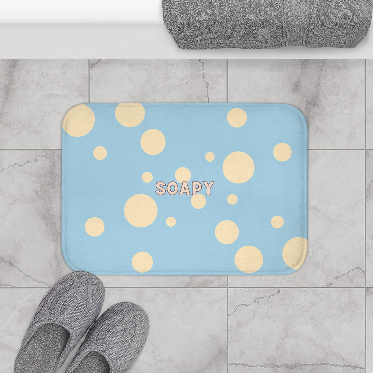 Soapy Blue Bubble Bath Mat — Plush Kids Bathroom Rug
