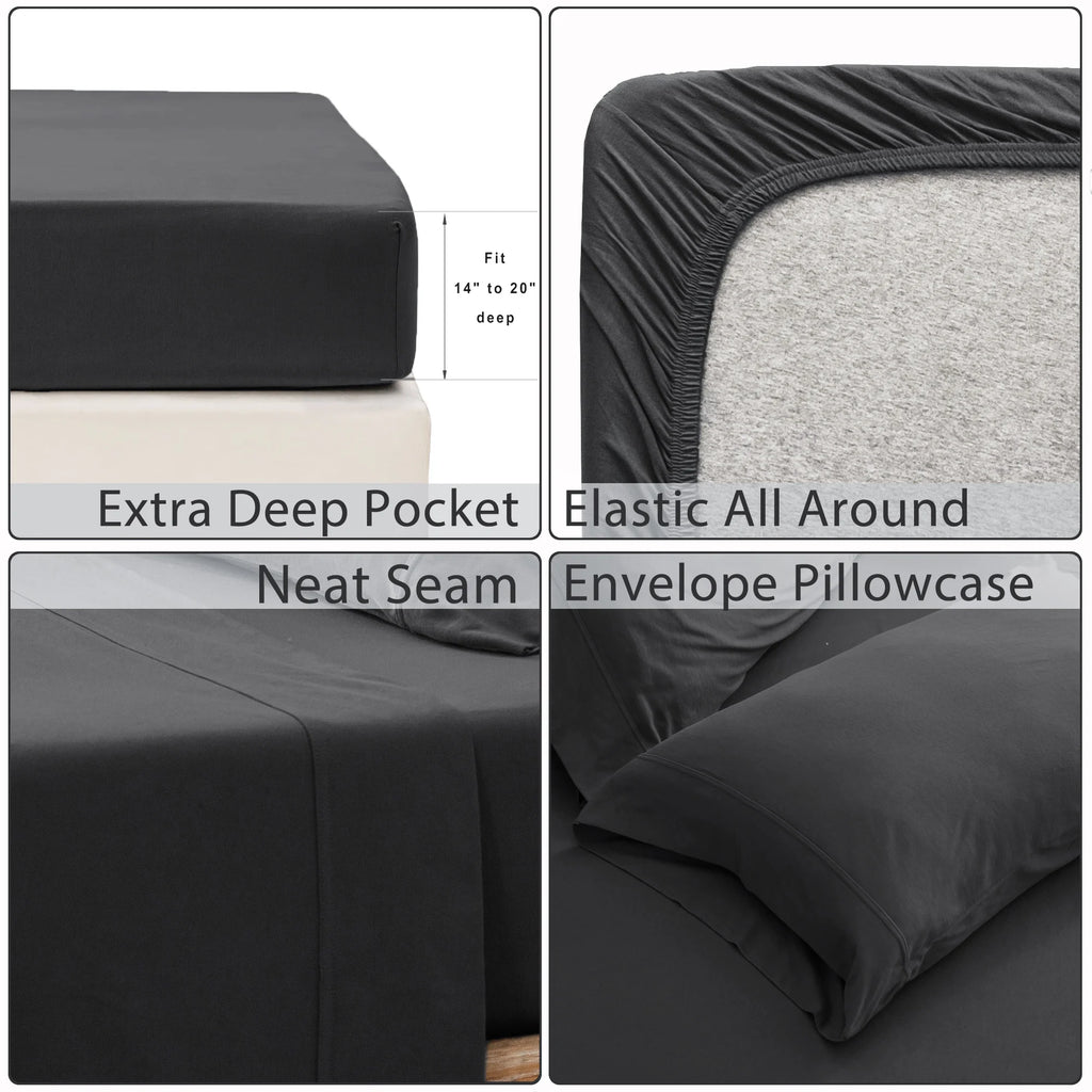 4-Piece Cotton Jersey Knit Sheet Set