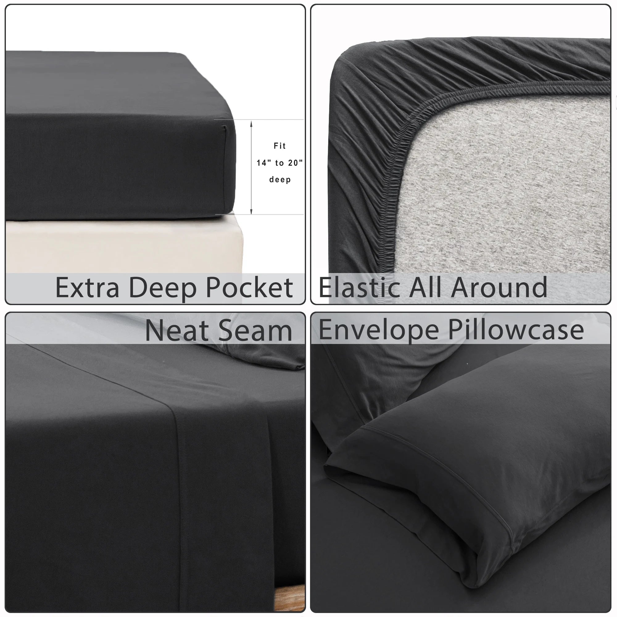 4-Piece Cotton Jersey Knit Sheet Set