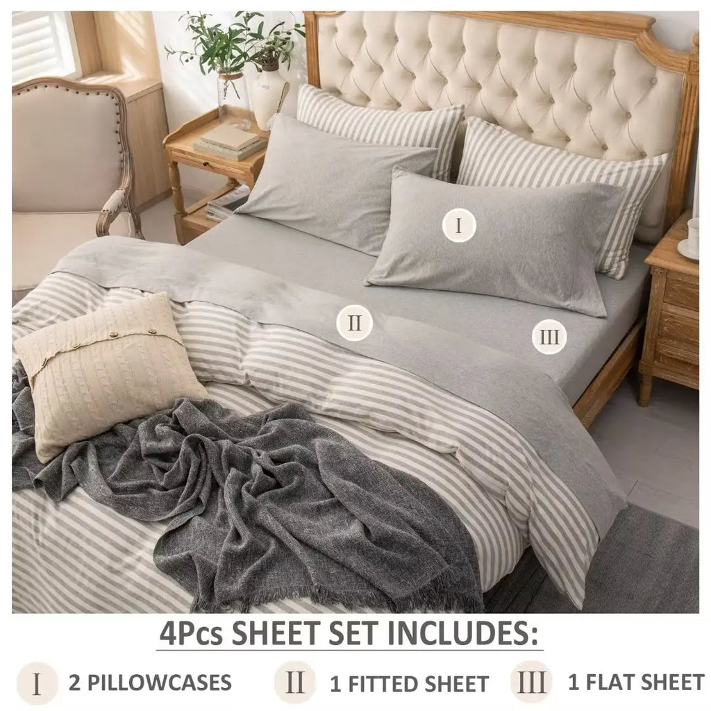 4-Piece Cotton Jersey Knit Sheet Set