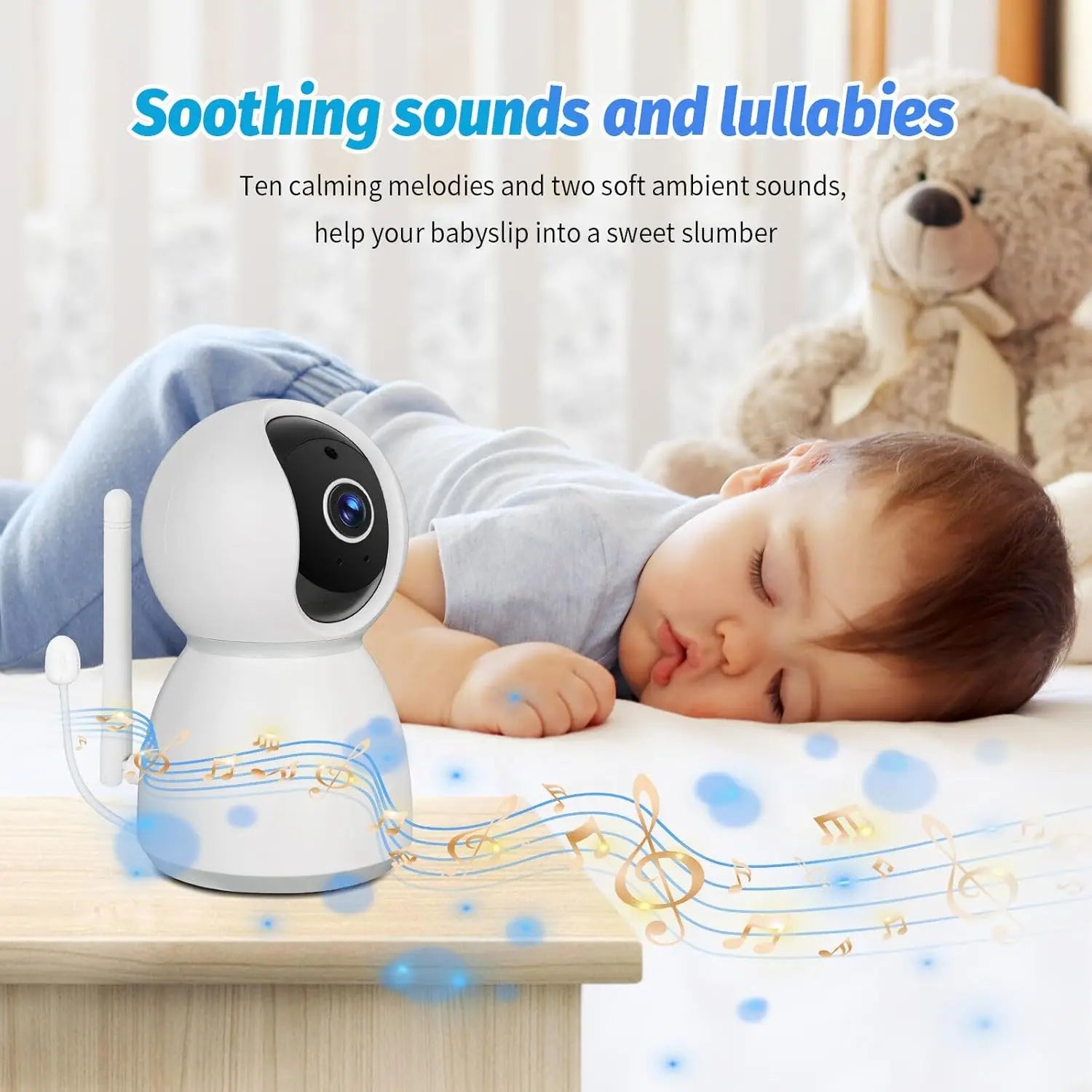 BM505 Baby Monitor Camera with Audio 5-Inch Screen 28 Hours Battery Life Night Vision 2-Way Talk Lullabies Nanny Security Cam