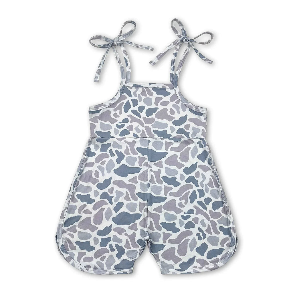 Kids Grey Camo Jumpsuit with Straps