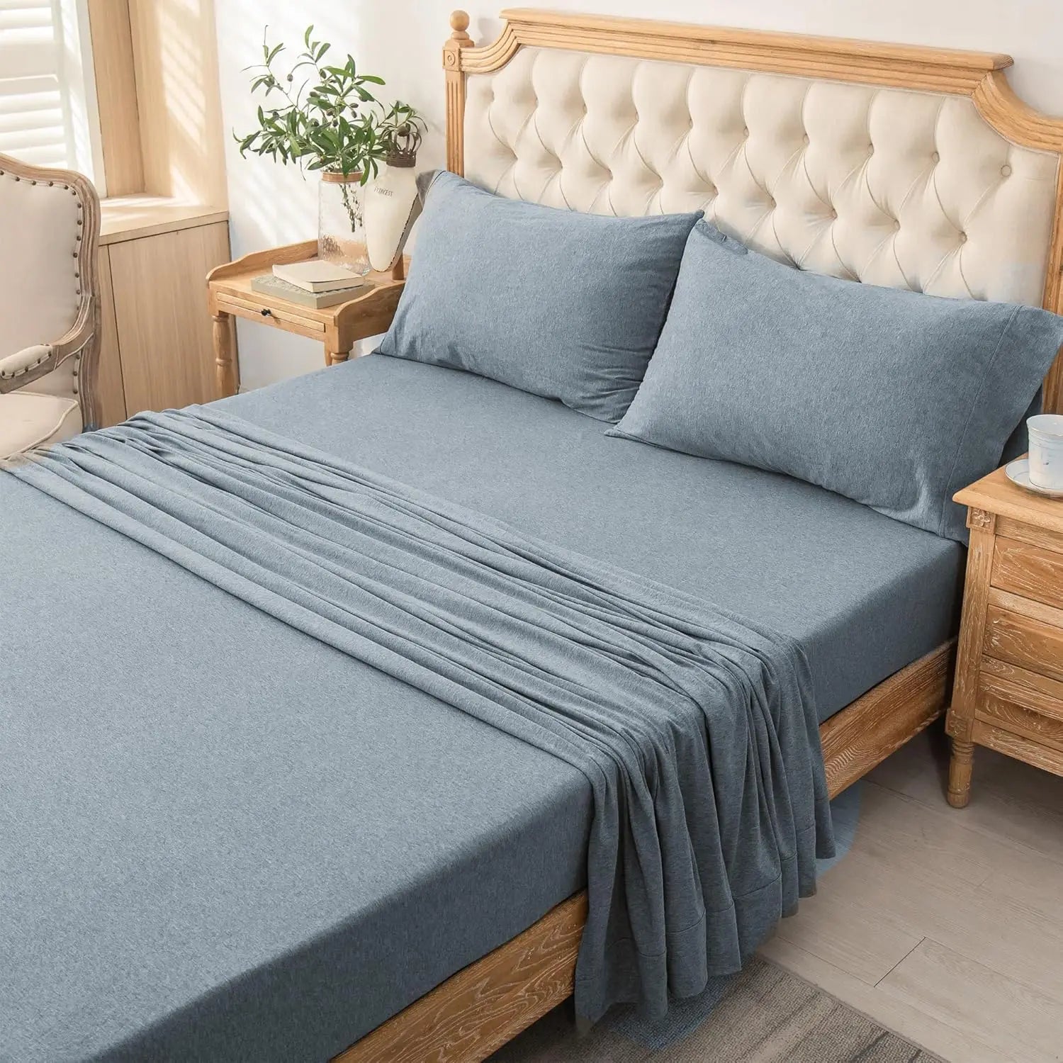 4-Piece Cotton Jersey Knit Sheet Set