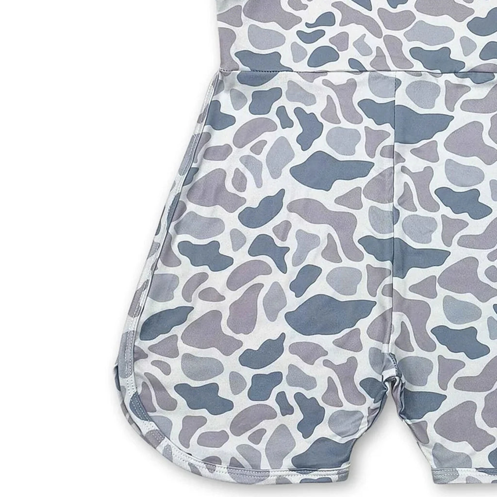 Kids Grey Camo Jumpsuit with Straps