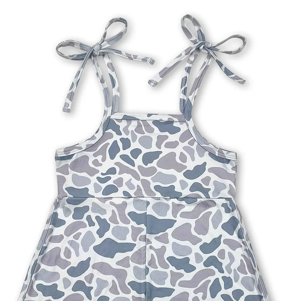 Kids Grey Camo Jumpsuit with Straps