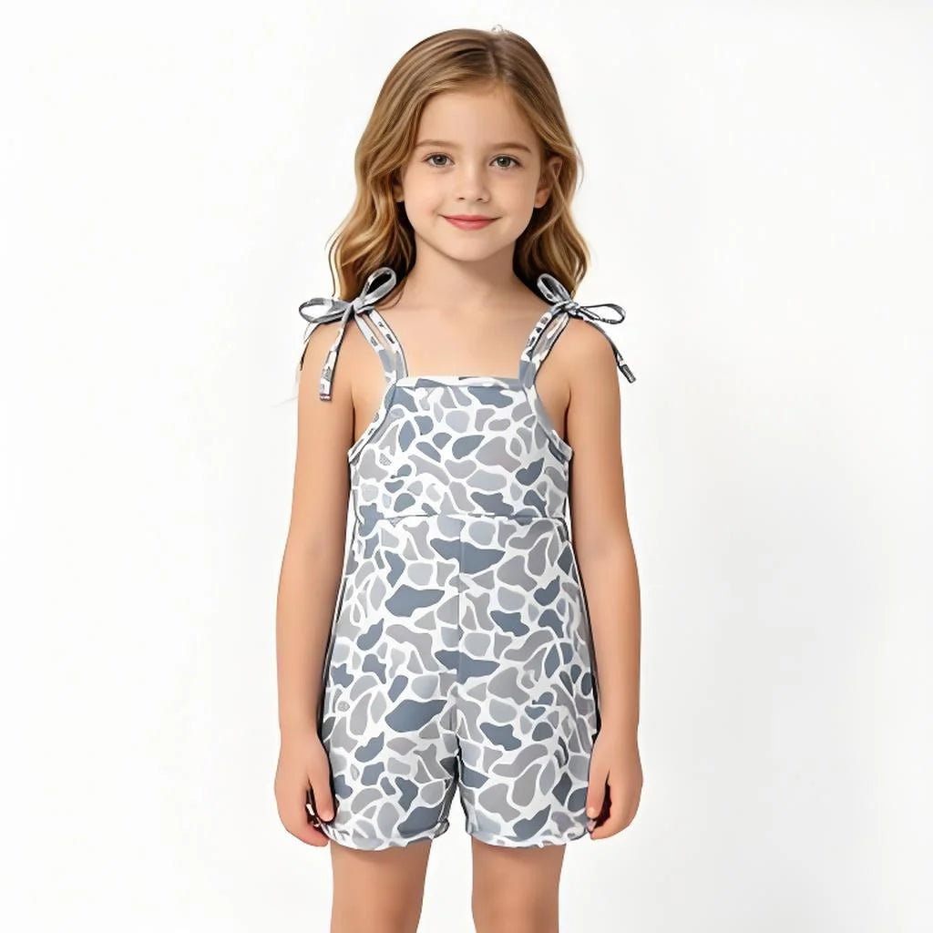 Kids Grey Camo Jumpsuit with Straps
