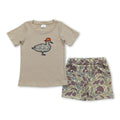 Short sleeves duck hat top camo shorts kids boys clothing