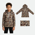 Long sleeves dark brown camo pocket zipper kids boys fall hoodie