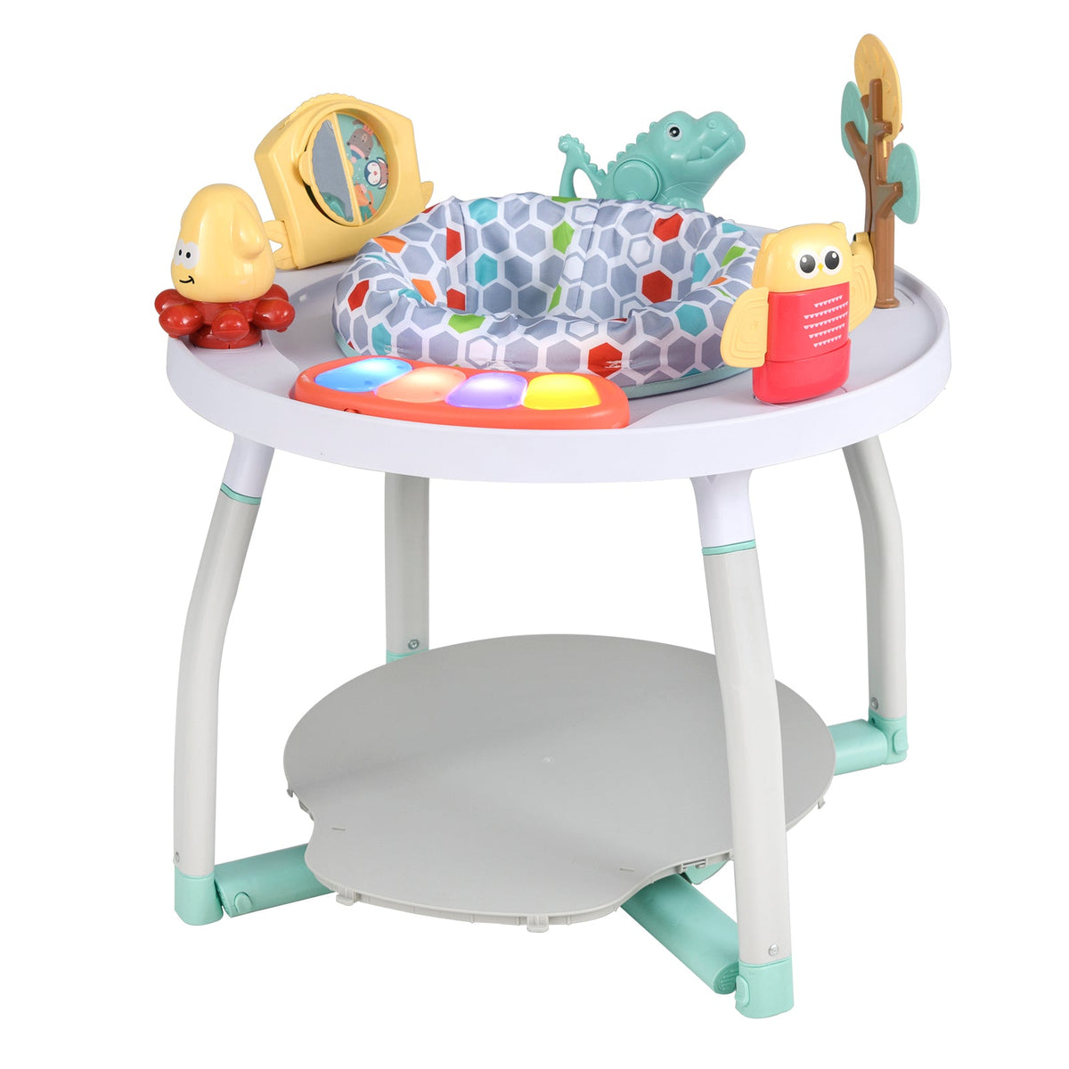 5-in-1 Baby Activity Center Interactive Bounce Seat with Removable Toys-White