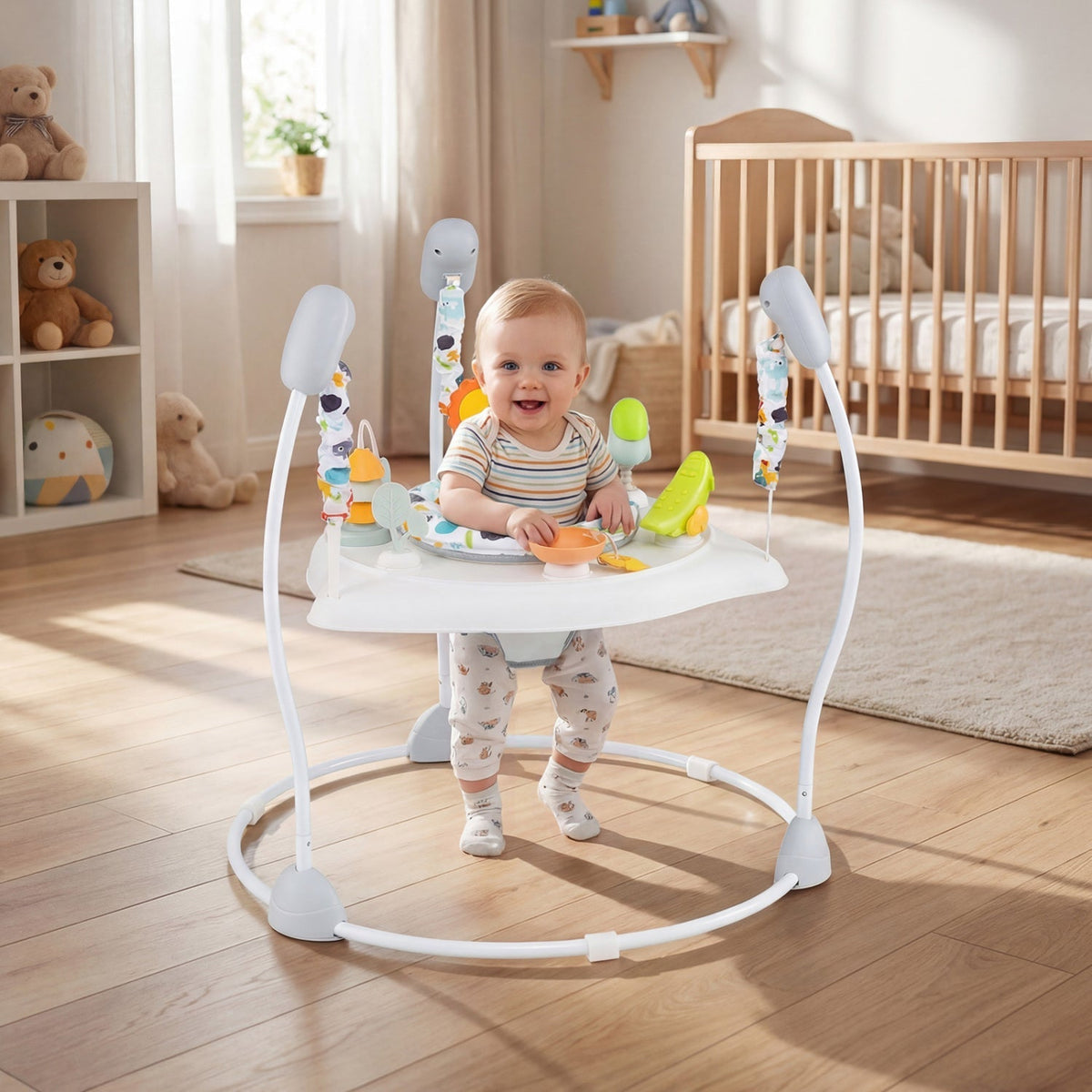 Baby Jump and Play Activity Center with Rotatable Seat and Interactive Toys