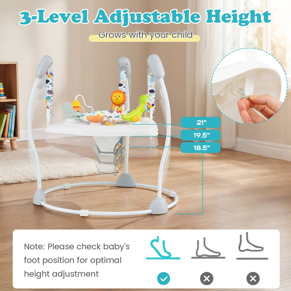 Baby Jump and Play Activity Center with Rotatable Seat and Interactive Toys