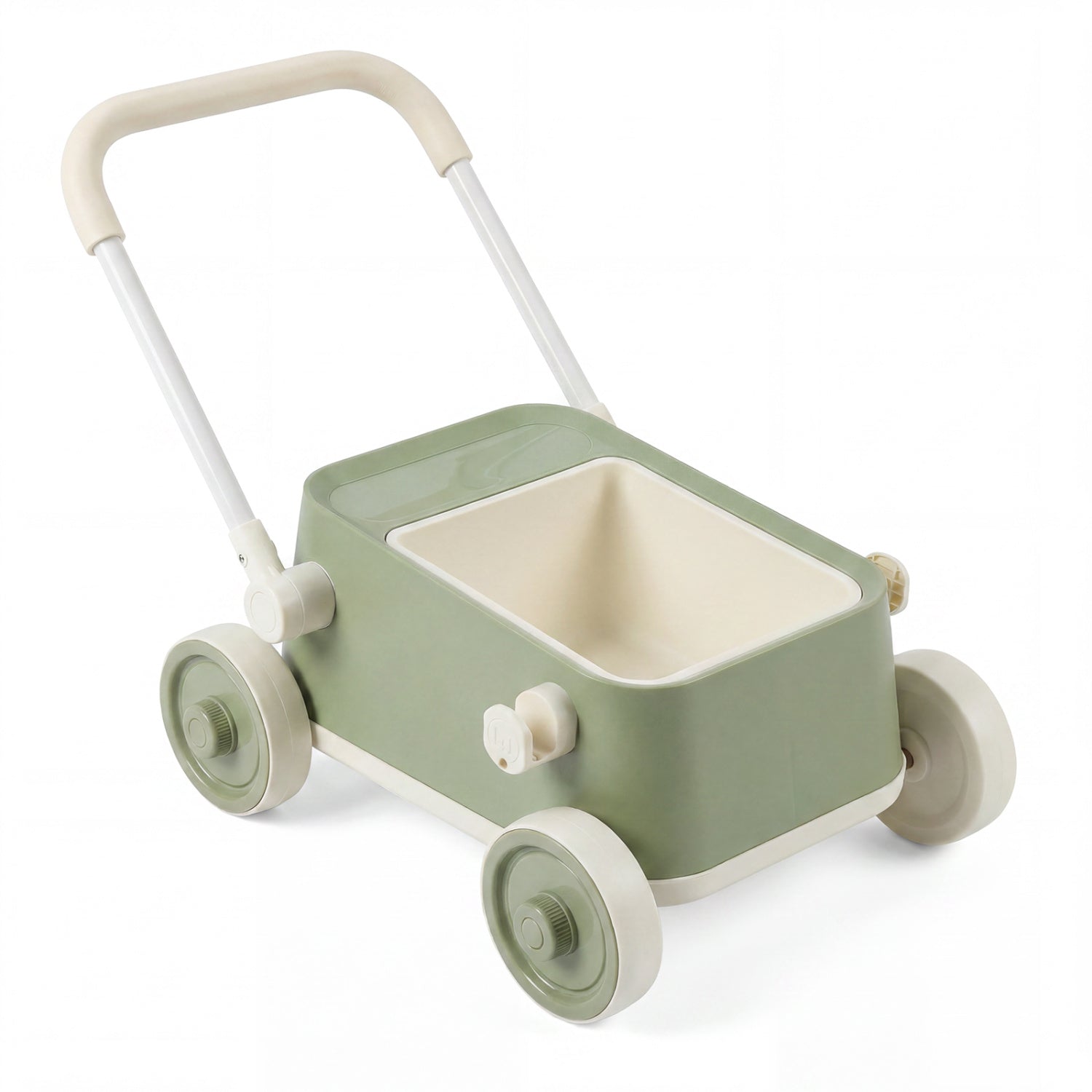 Push Walker with Storage Basket and Foldable Handle