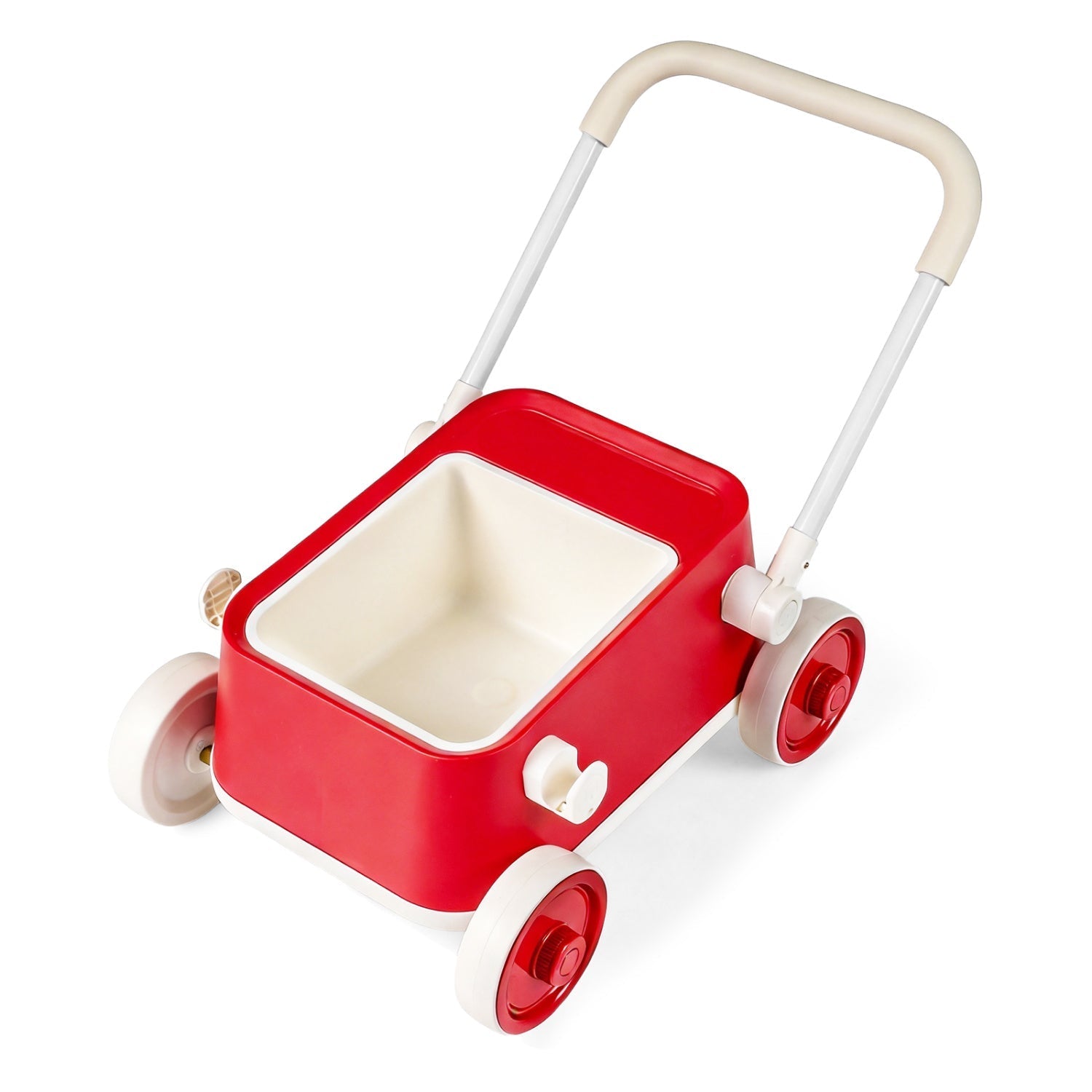 Push Walker with Storage Basket and Foldable Handle