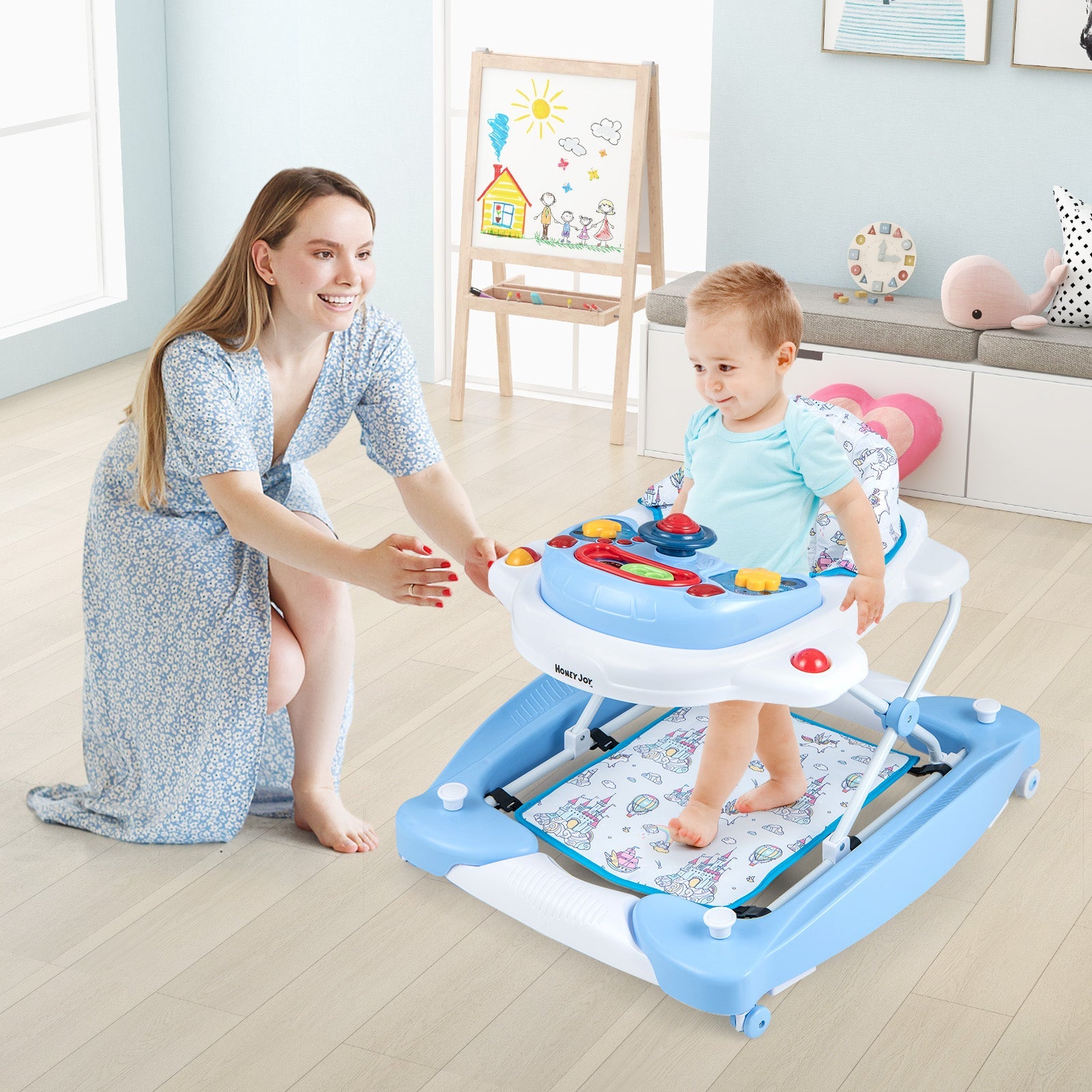6 in 1 Foldable Baby Walker with Adjustable Height