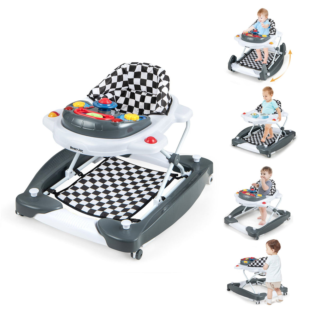 6 in 1 Foldable Baby Walker with Adjustable Height