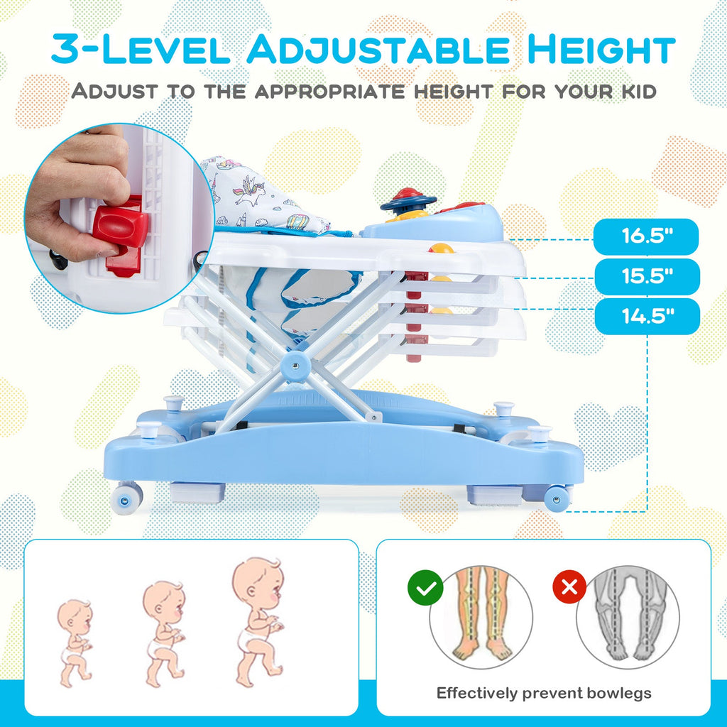 6 in 1 Foldable Baby Walker with Adjustable Height