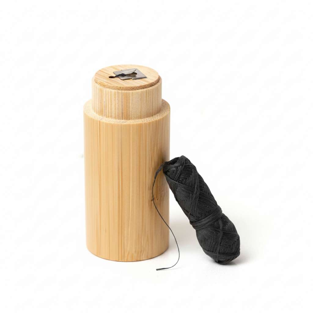 Bamboo Floss Container with Charcoal Dental Floss