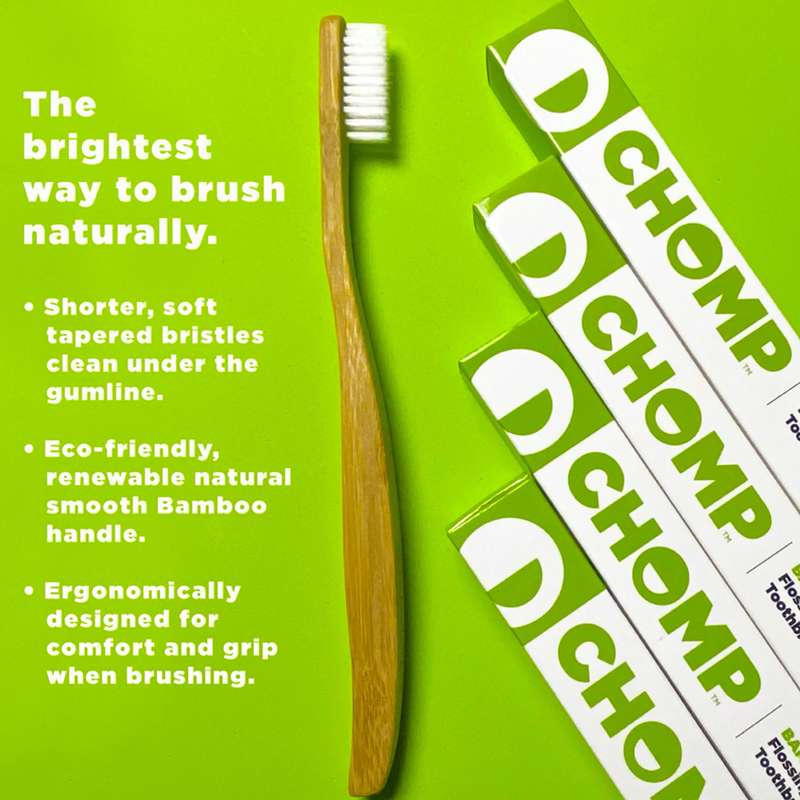 CHOMP Bamboo Flossing Toothbrush 2-Pack